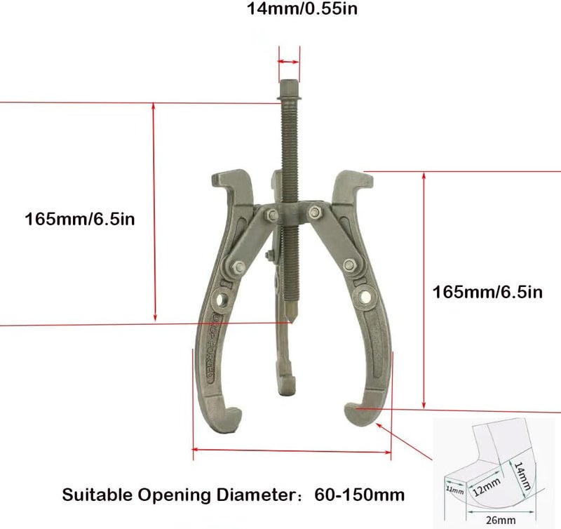 MANNIFEN 6" Gear Puller,3 Jaw Puller for Pulley Gear Bearing Flywheel Removal,2 Jaw / 3 Jaw Puller with Reversible Jaws, Bearing Puller Suitable for Automotive Repair and Industrial Maintenance - Image 2